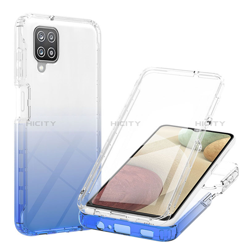 Funda Silicona Carcasa Ultrafina Transparente Goma Frontal y Trasera 360 Grados Gradiente YB1 para Samsung Galaxy A12 5G Azul