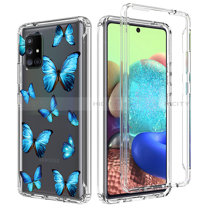 Funda Silicona Carcasa Ultrafina Transparente Goma Frontal y Trasera 360 Grados para Samsung Galaxy A71 4G A715 Azul