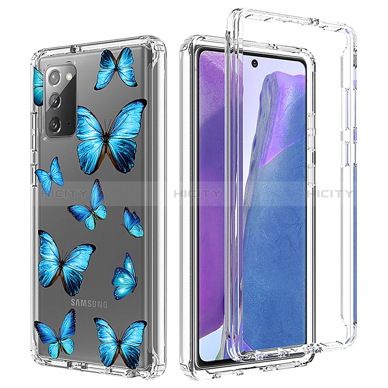 Funda Silicona Carcasa Ultrafina Transparente Goma Frontal y Trasera 360 Grados para Samsung Galaxy Note 20 5G Azul