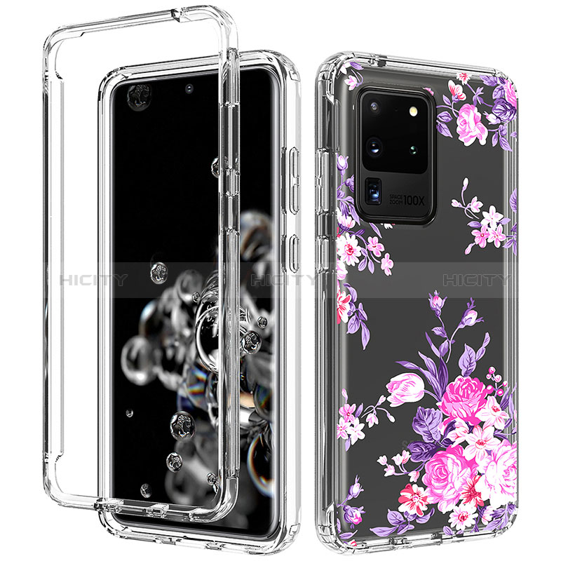 Funda Silicona Carcasa Ultrafina Transparente Goma Frontal y Trasera 360 Grados para Samsung Galaxy S20 Ultra 5G Rosa