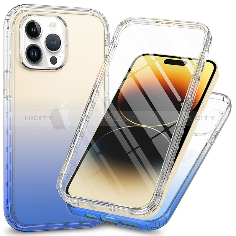 Funda Silicona Carcasa Ultrafina Transparente Goma Frontal y Trasera 360 Grados ZJ1 para Apple iPhone 13 Pro Azul