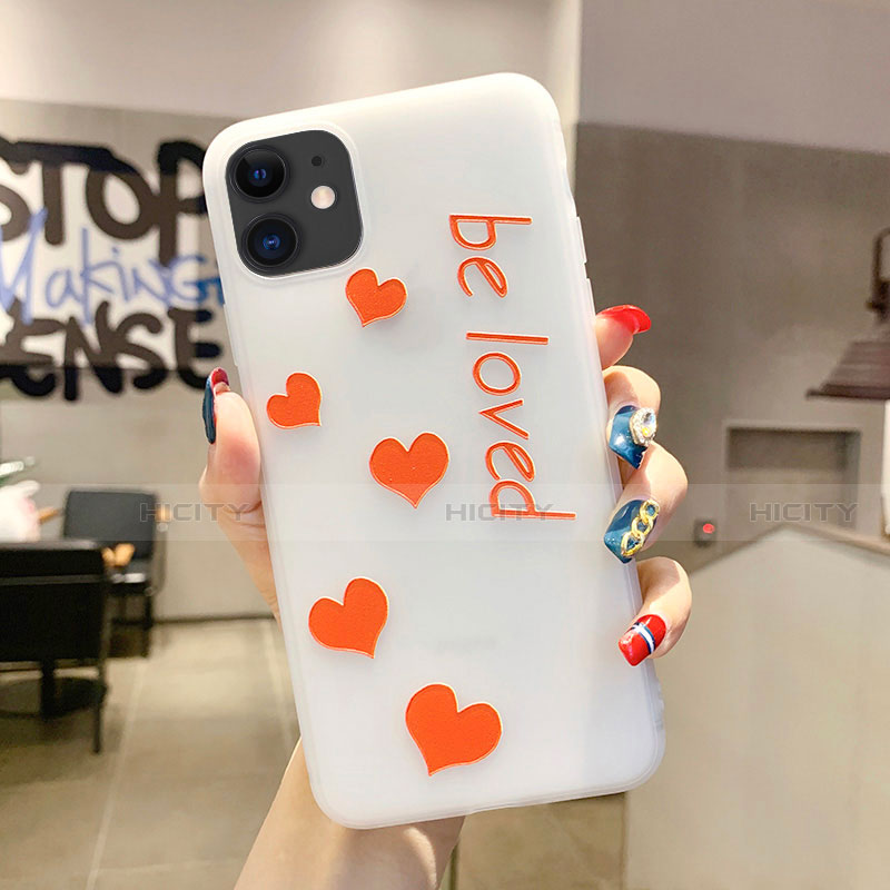 Funda Silicona Gel Goma Amor Corazon Love Carcasa S02 para Apple iPhone 11 Naranja