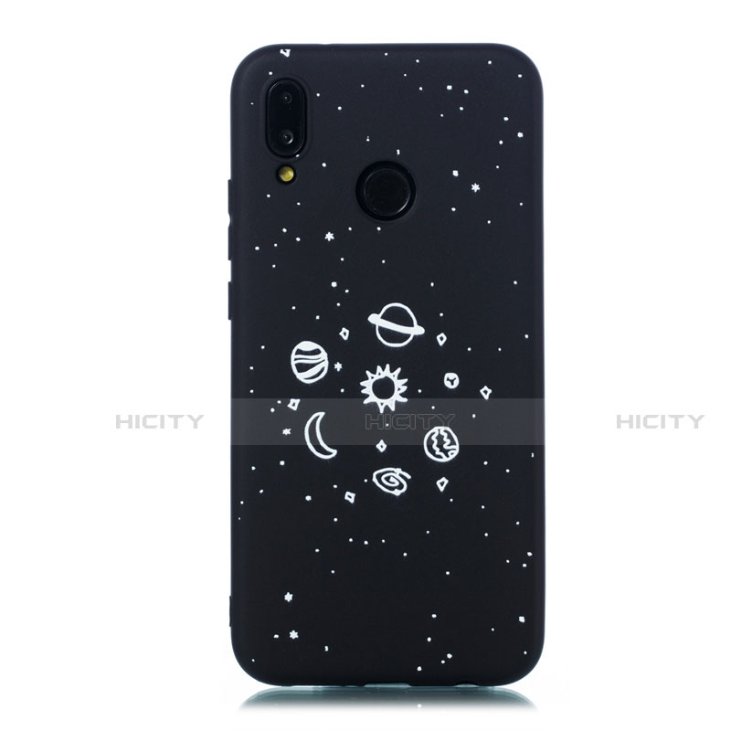 Funda Silicona Gel Goma Estrellado Carcasa para Huawei P20 Lite Negro