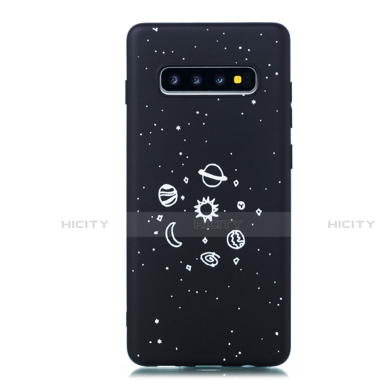 Funda Silicona Gel Goma Estrellado Carcasa para Samsung Galaxy S10 Plus Negro