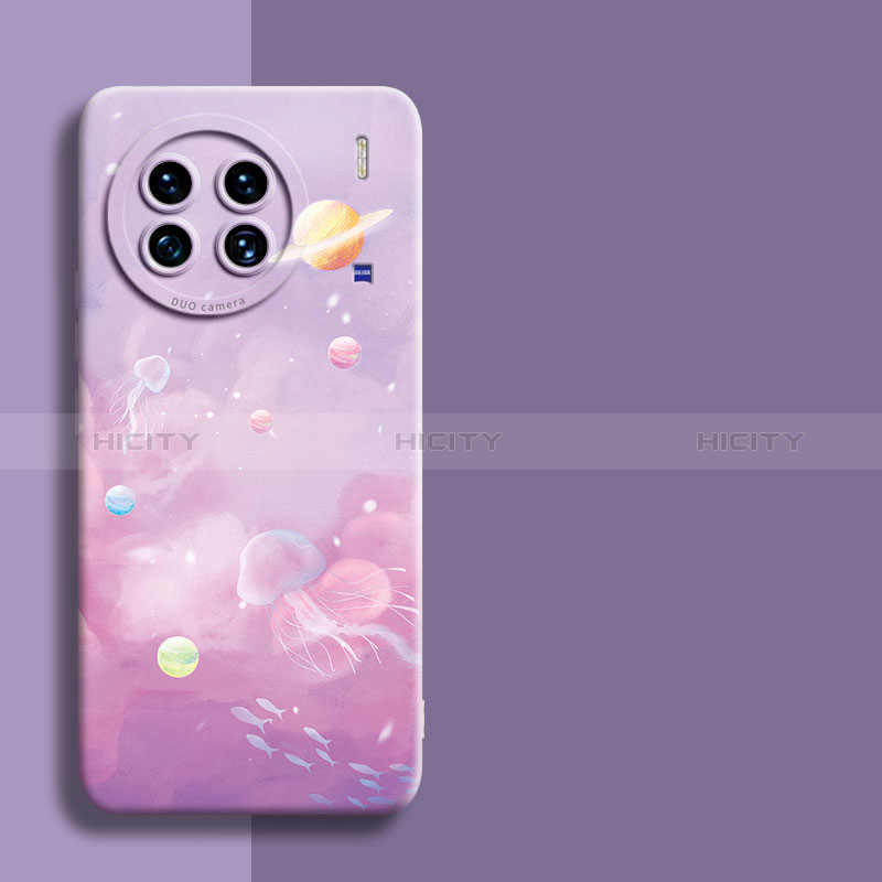 Funda Silicona Gel Goma Estrellado Carcasa para Vivo X90 Pro 5G Purpura Claro