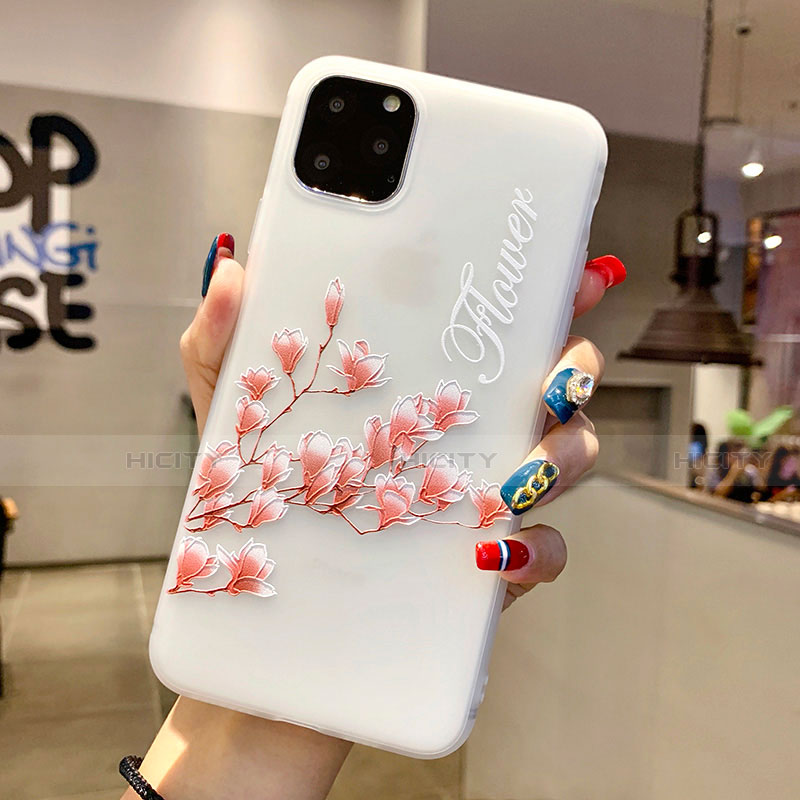 Funda Silicona Gel Goma Flores Carcasa H18 para Apple iPhone 11 Pro Rosa