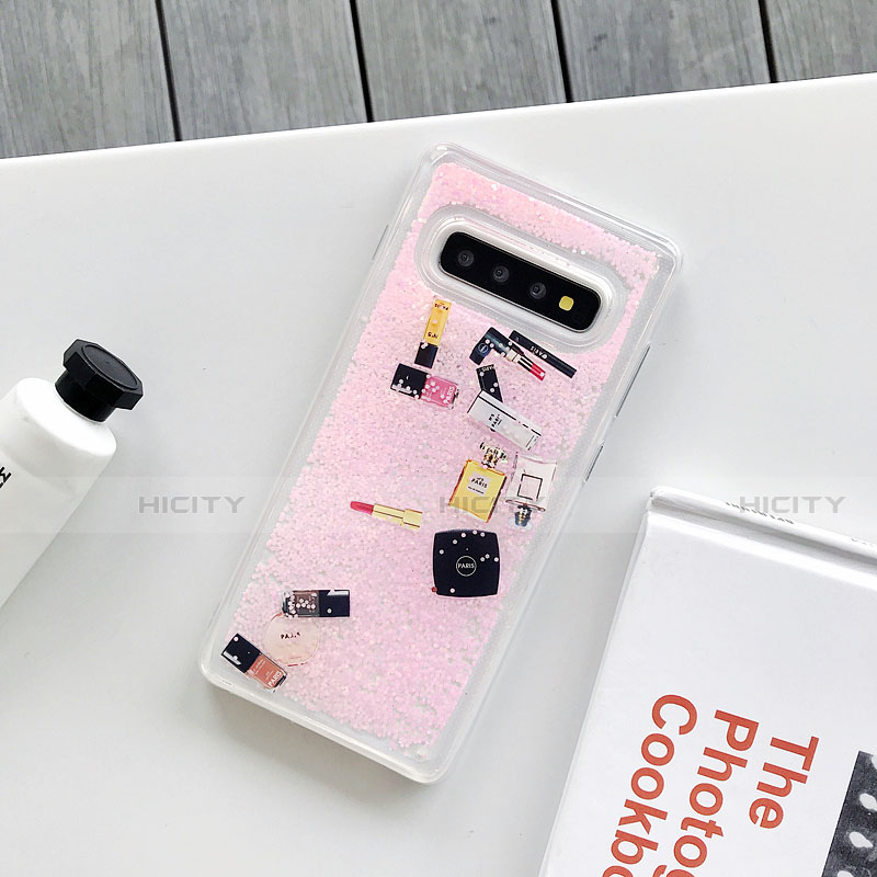 Funda Silicona Gel Goma Flores Carcasa K01 para Samsung Galaxy S10 Plus Rosa