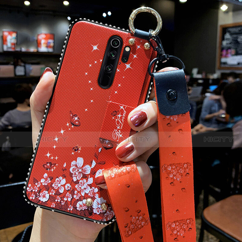 Funda Silicona Gel Goma Flores Carcasa K01 para Xiaomi Redmi Note 8 Pro Rojo