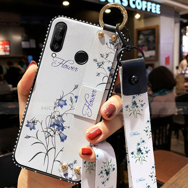 Funda Silicona Gel Goma Flores Carcasa K02 para Huawei Honor 20E Blanco