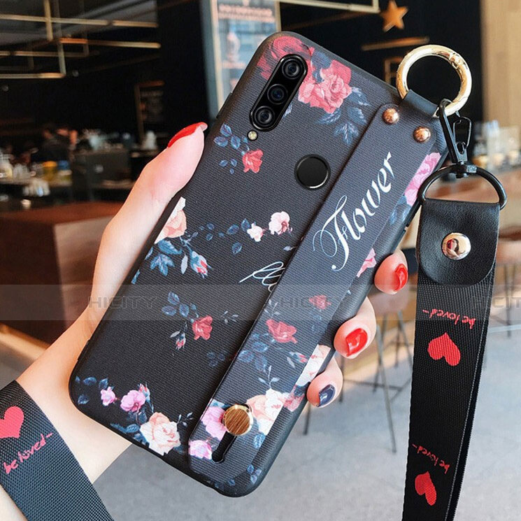 Funda Silicona Gel Goma Flores Carcasa K02 para Huawei P30 Lite New Edition Negro