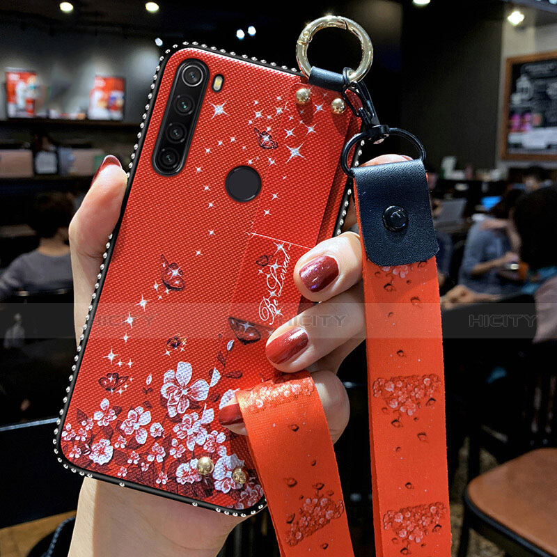 Funda Silicona Gel Goma Flores Carcasa K02 para Xiaomi Redmi Note 8 (2021) Rojo