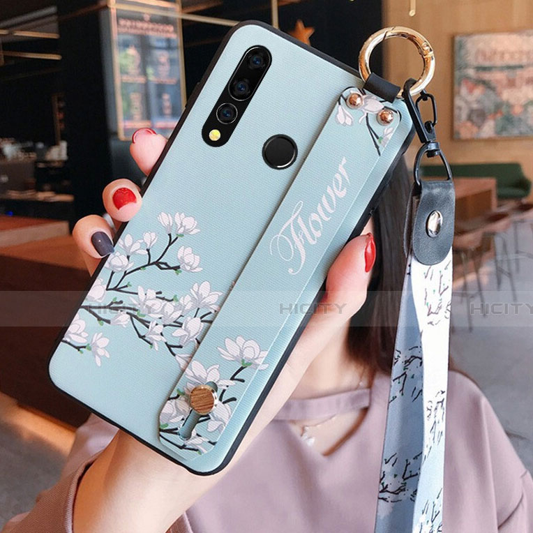 Funda Silicona Gel Goma Flores Carcasa K03 para Huawei Honor 20 Lite Azul Cielo