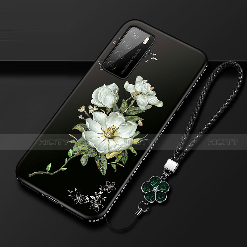 Funda Silicona Gel Goma Flores Carcasa para Huawei Honor Play4 5G Blanco