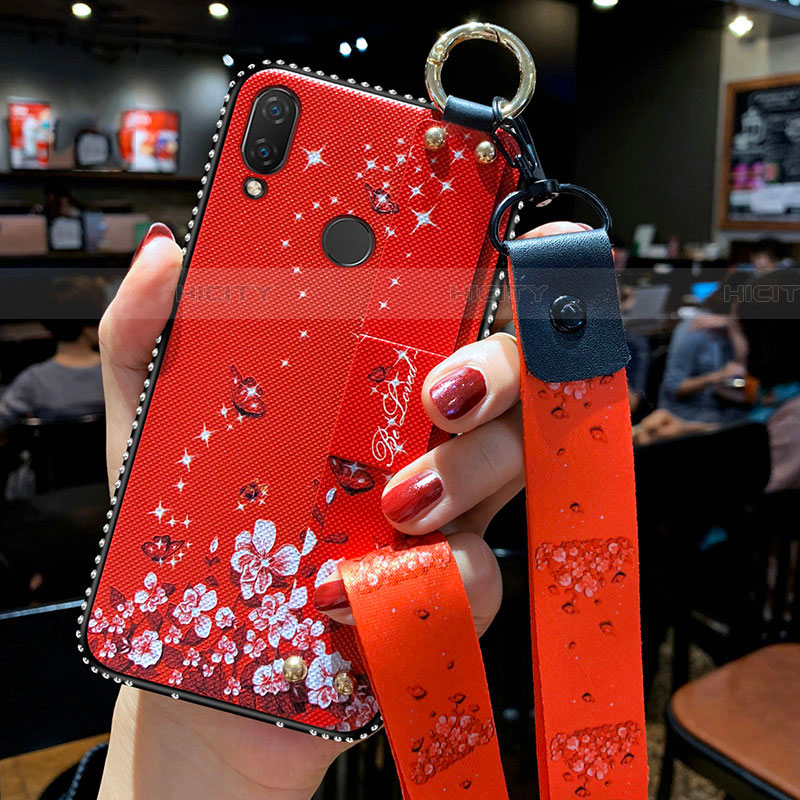 Funda Silicona Gel Goma Flores Carcasa para Huawei P Smart Z Rojo