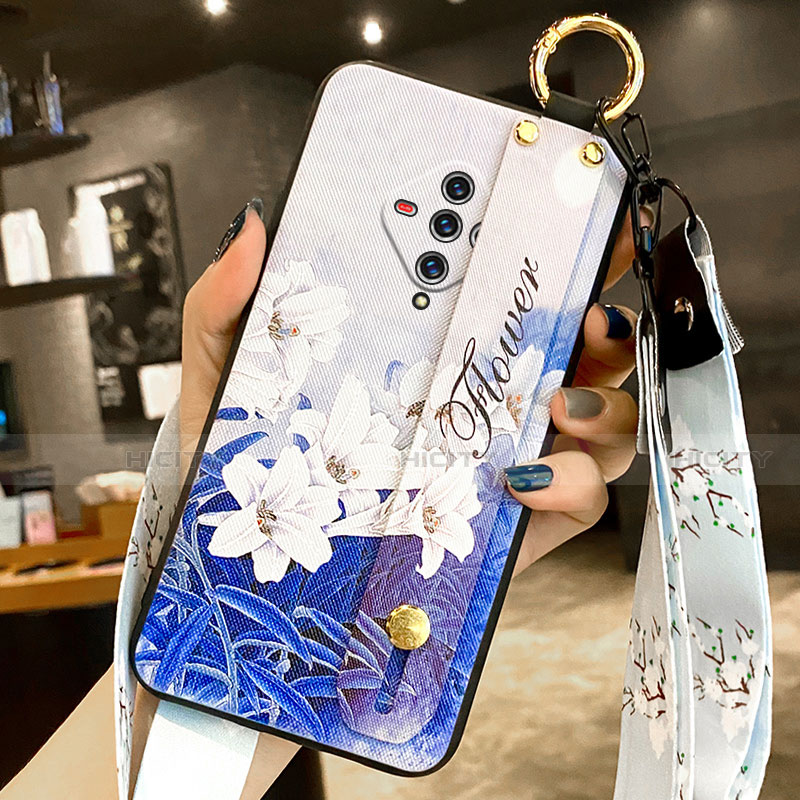 Funda Silicona Gel Goma Flores Carcasa para Vivo X50e 5G Azul