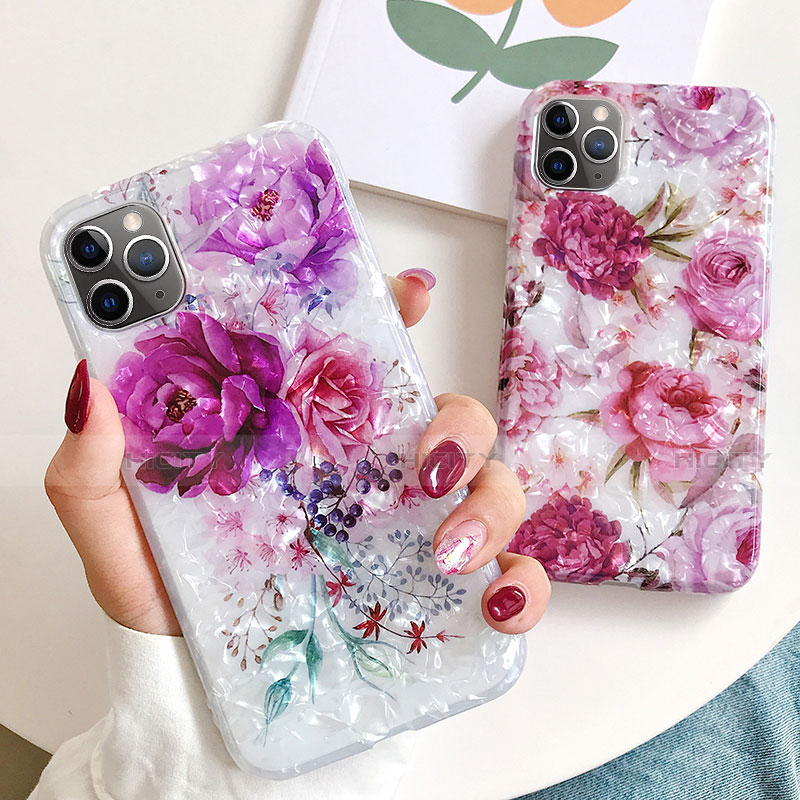 Funda Silicona Gel Goma Flores Carcasa S01 para Apple iPhone 11 Pro Max