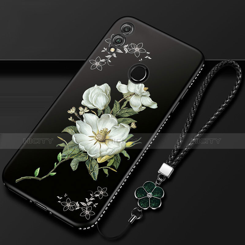 Funda Silicona Gel Goma Flores Carcasa S01 para Huawei Honor 10 Lite Negro