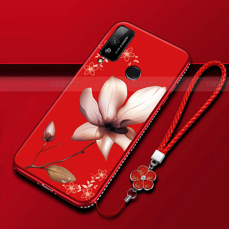 Funda Silicona Gel Goma Flores Carcasa S01 para Huawei Honor Play4T Rojo Rosa