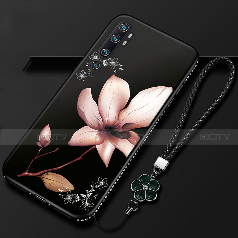 Funda Silicona Gel Goma Flores Carcasa S01 para Xiaomi Mi Note 10 Marron