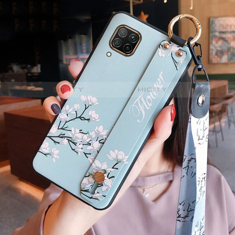 Funda Silicona Gel Goma Flores Carcasa S02 para Huawei P40 Lite Cian