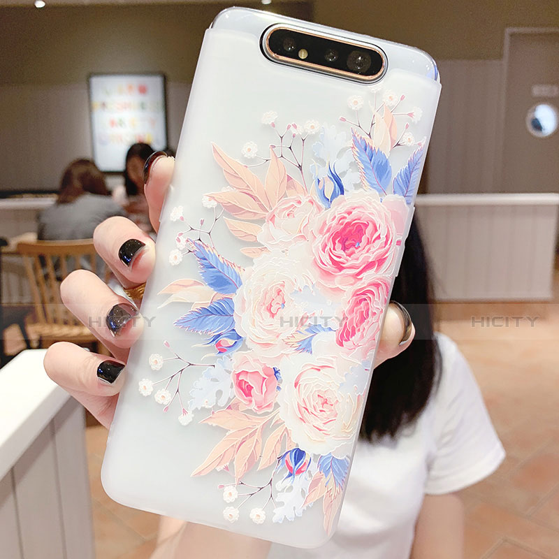 Funda Silicona Gel Goma Flores Carcasa S03 para Samsung Galaxy A80