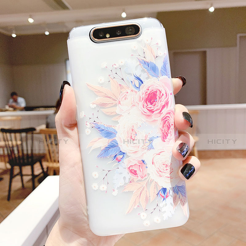 Funda Silicona Gel Goma Flores Carcasa S03 para Samsung Galaxy A80