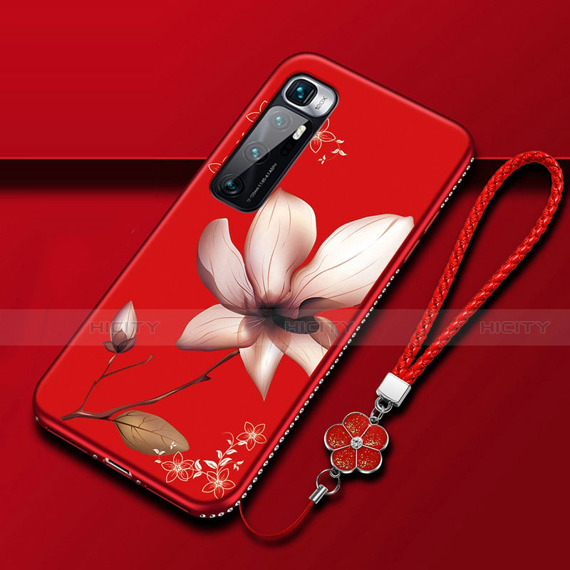 Funda Silicona Gel Goma Flores Carcasa S03 para Xiaomi Mi 10 Ultra Rosa