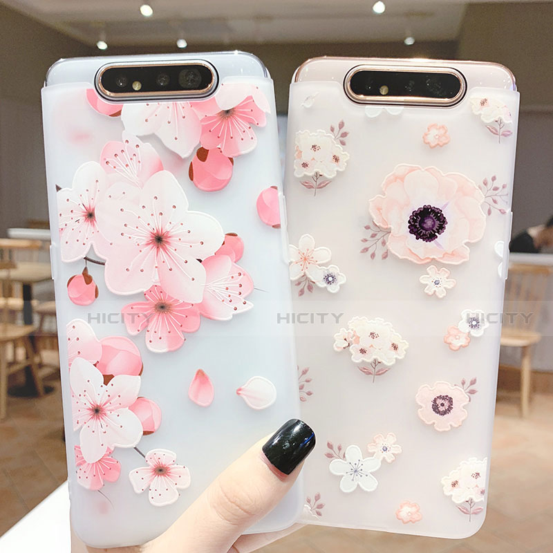 Funda Silicona Gel Goma Flores Carcasa S04 para Samsung Galaxy A80