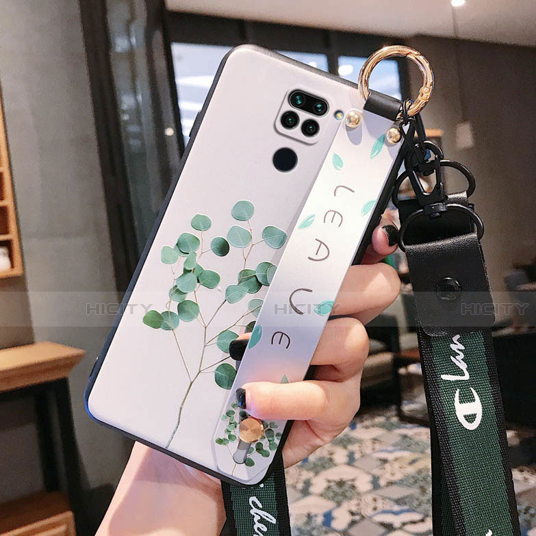 Funda Silicona Gel Goma Flores Carcasa S04 para Xiaomi Redmi Note 9 Verde