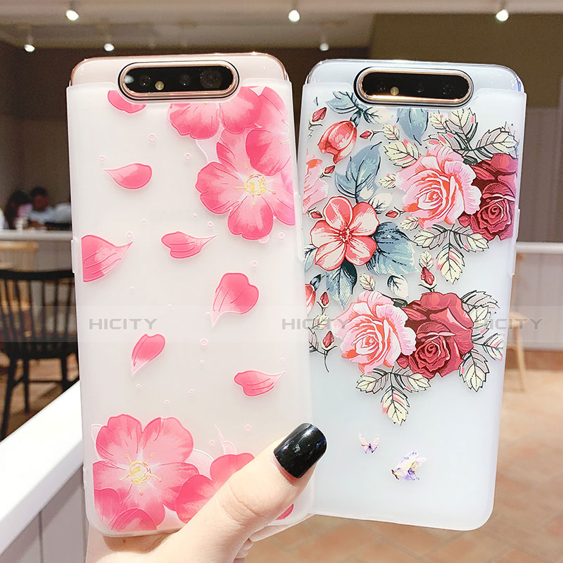 Funda Silicona Gel Goma Flores Carcasa S05 para Samsung Galaxy A80