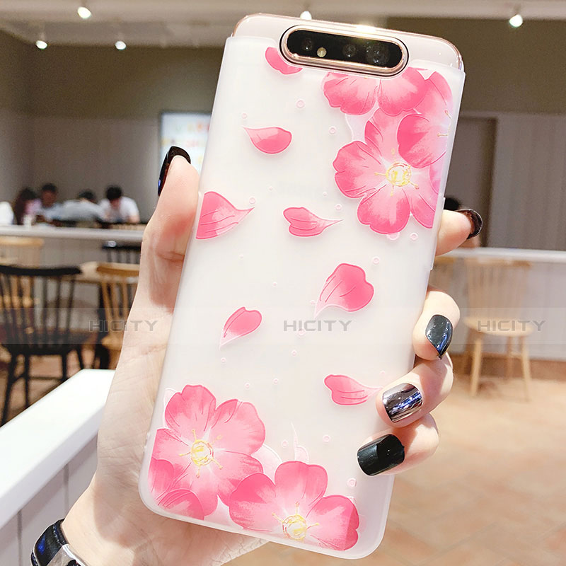 Funda Silicona Gel Goma Flores Carcasa S05 para Samsung Galaxy A80