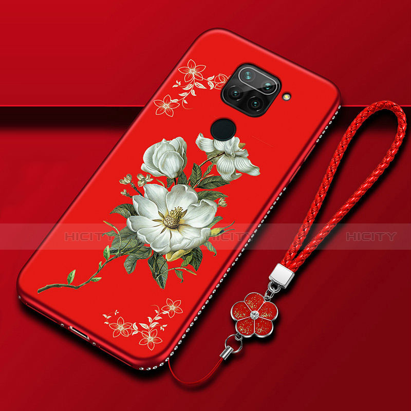 Funda Silicona Gel Goma Flores Carcasa S05 para Xiaomi Redmi 10X 4G Rojo