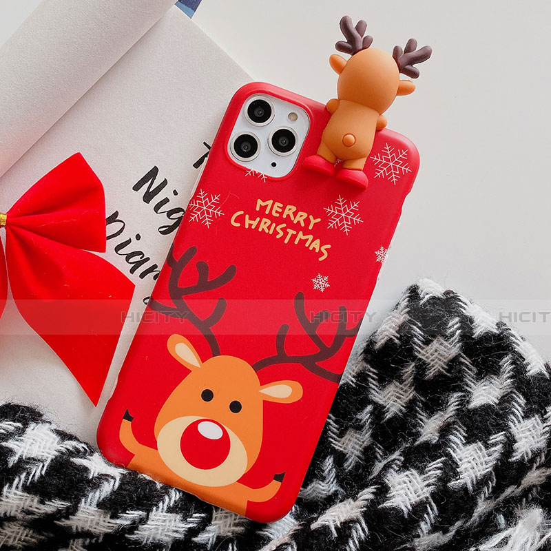 Funda Silicona Gel Goma Navidad Carcasa C02 para Apple iPhone 11 Pro Max Rojo
