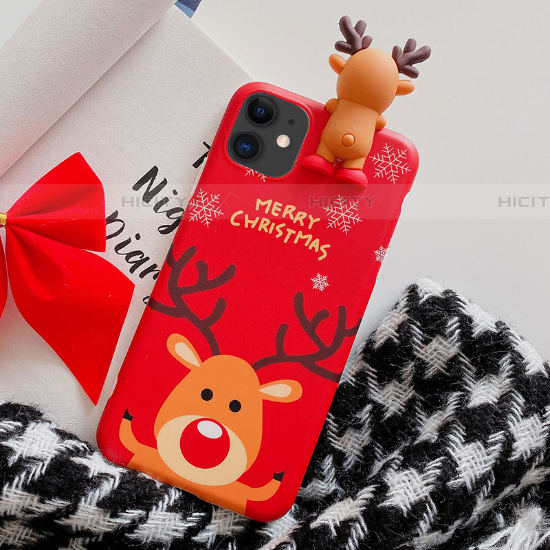 Funda Silicona Gel Goma Navidad Carcasa C02 para Apple iPhone 11 Rojo