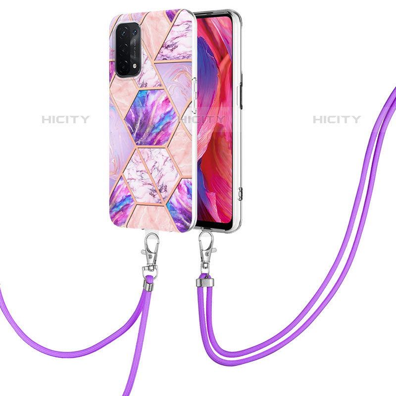 Funda Silicona Gel Goma Patron de Moda Carcasa con Acollador Cordon Lanyard Y01B para OnePlus Nord N200 5G