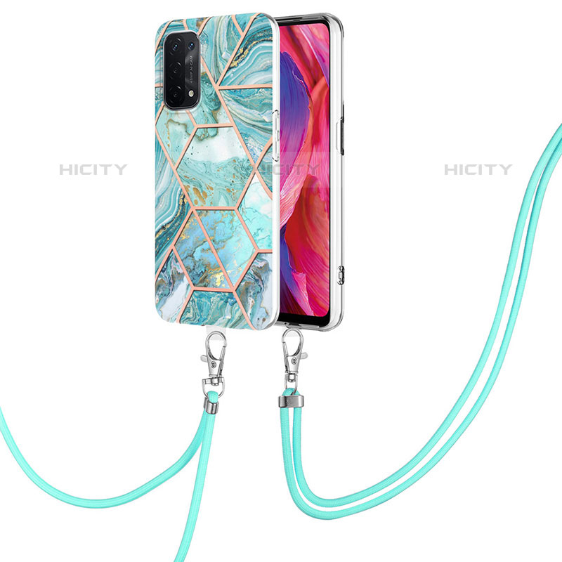 Funda Silicona Gel Goma Patron de Moda Carcasa con Acollador Cordon Lanyard Y01B para OnePlus Nord N200 5G