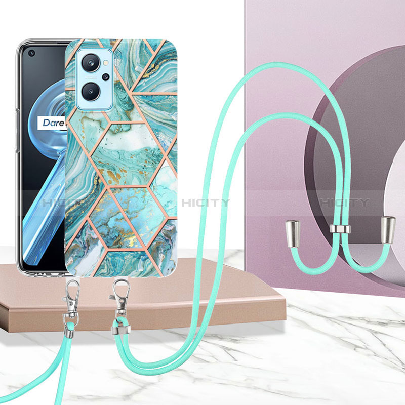 Funda Silicona Gel Goma Patron de Moda Carcasa con Acollador Cordon Lanyard Y01B para Oppo K10 4G