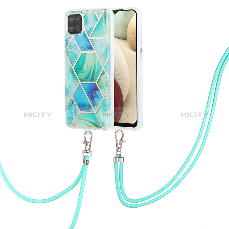 Funda Silicona Gel Goma Patron de Moda Carcasa con Acollador Cordon Lanyard Y01B para Samsung Galaxy A12 Nacho