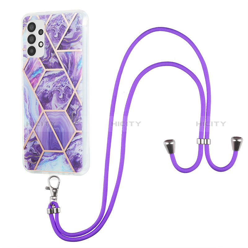 Funda Silicona Gel Goma Patron de Moda Carcasa con Acollador Cordon Lanyard Y01B para Samsung Galaxy A23 5G