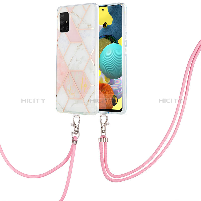 Funda Silicona Gel Goma Patron de Moda Carcasa con Acollador Cordon Lanyard Y01B para Samsung Galaxy M40S