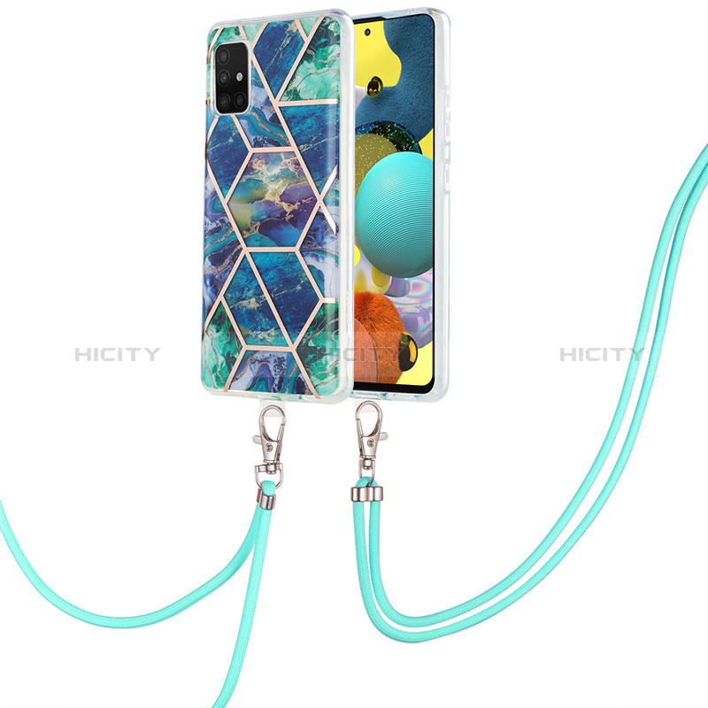 Funda Silicona Gel Goma Patron de Moda Carcasa con Acollador Cordon Lanyard Y01B para Samsung Galaxy M40S