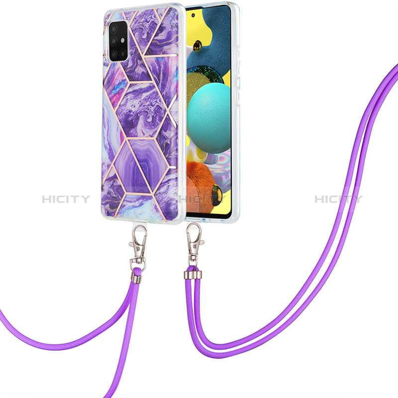 Funda Silicona Gel Goma Patron de Moda Carcasa con Acollador Cordon Lanyard Y01B para Samsung Galaxy M40S