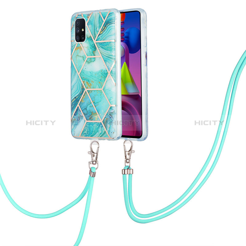 Funda Silicona Gel Goma Patron de Moda Carcasa con Acollador Cordon Lanyard Y01B para Samsung Galaxy M51