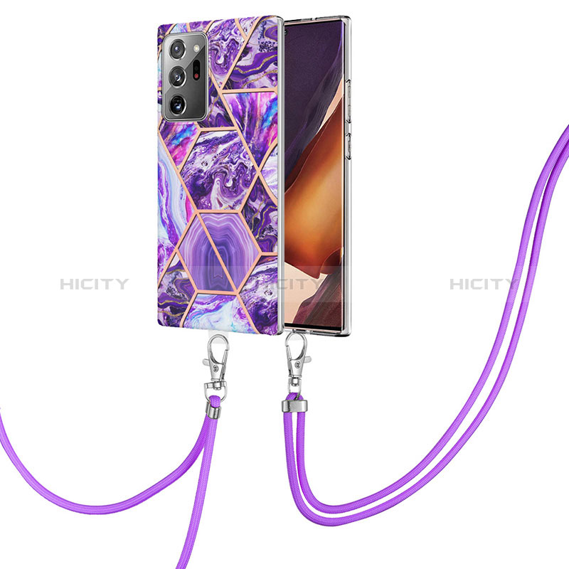 Funda Silicona Gel Goma Patron de Moda Carcasa con Acollador Cordon Lanyard Y01B para Samsung Galaxy Note 20 Ultra 5G