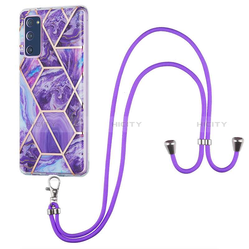 Funda Silicona Gel Goma Patron de Moda Carcasa con Acollador Cordon Lanyard Y01B para Samsung Galaxy S20 Lite 5G