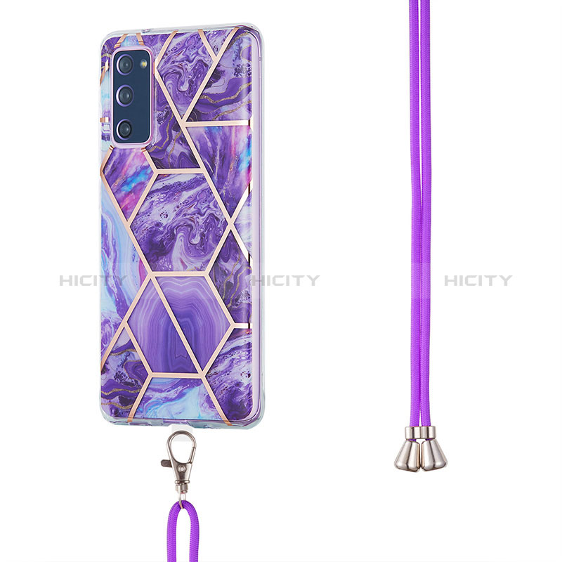 Funda Silicona Gel Goma Patron de Moda Carcasa con Acollador Cordon Lanyard Y01B para Samsung Galaxy S20 Lite 5G