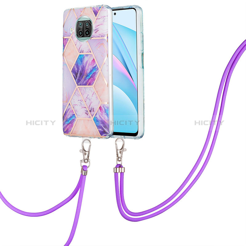 Funda Silicona Gel Goma Patron de Moda Carcasa con Acollador Cordon Lanyard Y01B para Xiaomi Mi 10T Lite 5G