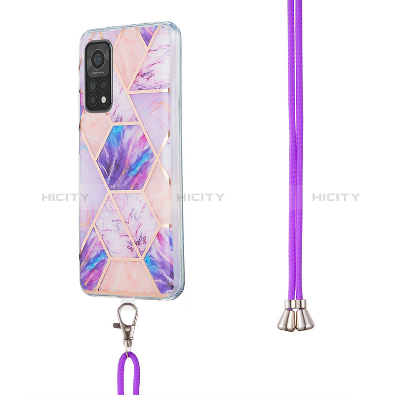 Funda Silicona Gel Goma Patron de Moda Carcasa con Acollador Cordon Lanyard Y01B para Xiaomi Mi 10T Pro 5G