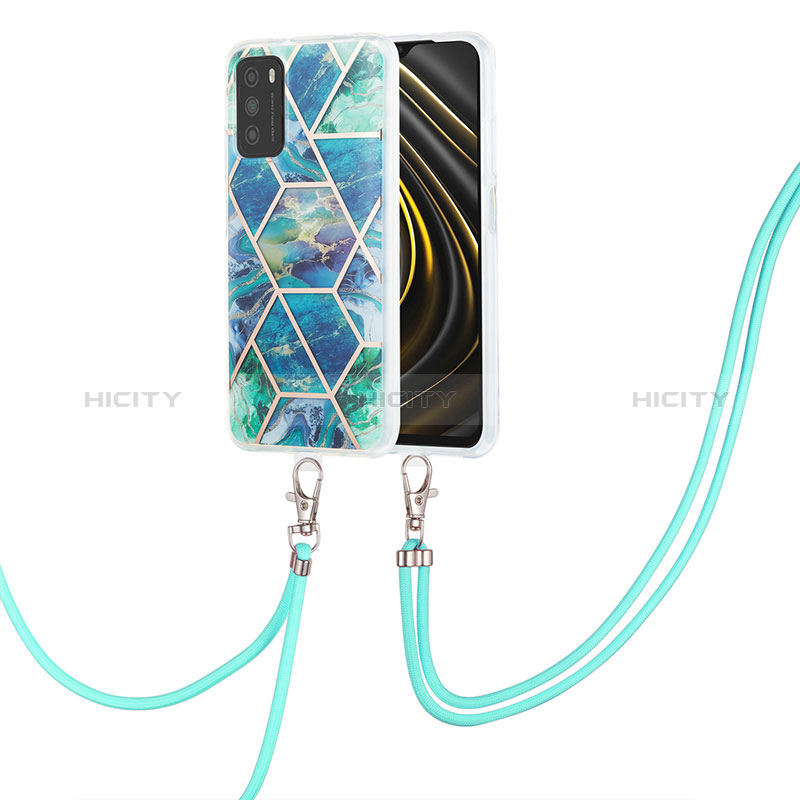 Funda Silicona Gel Goma Patron de Moda Carcasa con Acollador Cordon Lanyard Y01B para Xiaomi Poco M3