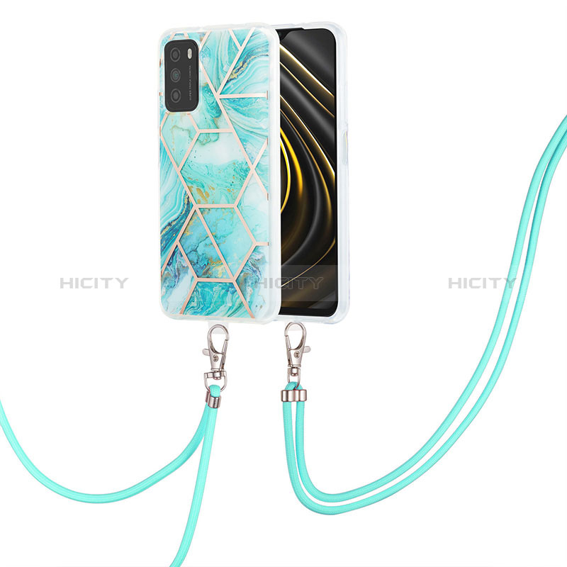 Funda Silicona Gel Goma Patron de Moda Carcasa con Acollador Cordon Lanyard Y01B para Xiaomi Poco M3